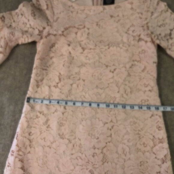 Vince Camuto Womens Sz 6 Lace Floral Flared Bell Sleeves Pink Peachy Shift Dress - Picture 10 of 12